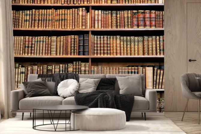 Fototapeta: Antyczne stojaki książki w starym biblioteki w wiedniu