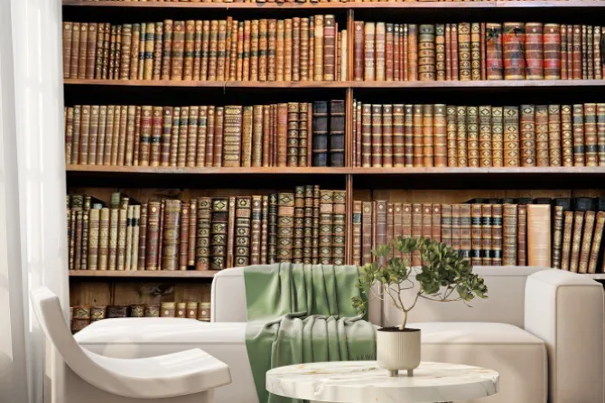 Fototapeta: Antyczne stojaki książki w starym biblioteki w wiedniu