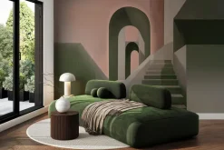 Fototapeta: Architektoniczny wzór z zielonymi schodami