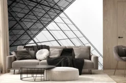 Fototapeta: Architektura geometrii w szklanym oknie - monochromatyczny