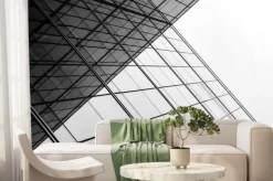 Fototapeta: Architektura geometrii w szklanym oknie - monochromatyczny