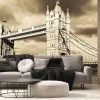 Fototapeta: Archiwalne widok na tower bridge w londynie. sepia stonowanych.