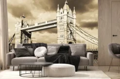 Fototapeta: Archiwalne widok na tower bridge w londynie. sepia stonowanych.