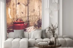 Fototapeta: Archiwalne wystrój kuchni, szkła emaliowane kawy i filiżanki