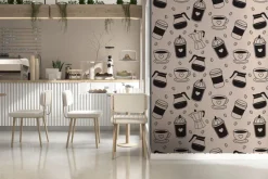 Fototapeta: Aromatyczna kompozycja ziaren kawy z kubkami