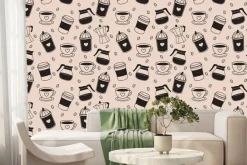 Fototapeta: Aromatyczna kompozycja ziaren kawy z kubkami