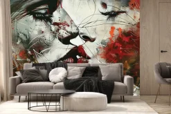 Fototapeta: Artystyczny mural pocałunku kobiet w czerwieni