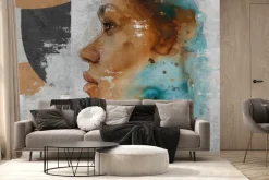 Fototapeta: Artystyczny portret kobiety z geometrycznymi motywami w stylu