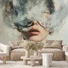 Fototapeta: Artystyczny portret z wizerunkiem kobiety i chmurą dymu