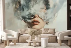 Fototapeta: Artystyczny portret z wizerunkiem kobiety i chmurą dymu