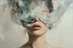 Fototapeta: Artystyczny portret z wizerunkiem kobiety i chmurą dymu