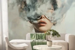 Fototapeta: Artystyczny portret z wizerunkiem kobiety i chmurą dymu