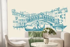 Fototapeta: Artystyczny rysunek weneckiej architektury i kanałów