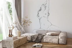 Fototapeta: Artystyczny zarys sylwetki kobiecej na białym tle