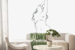 Fototapeta: Artystyczny zarys sylwetki kobiecej na białym tle