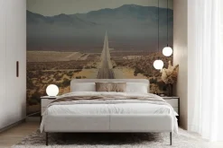 Fototapeta: Asfaltowa droga wśród pustynnej roślinności