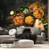 Fototapeta: Assorted indian food on black background..