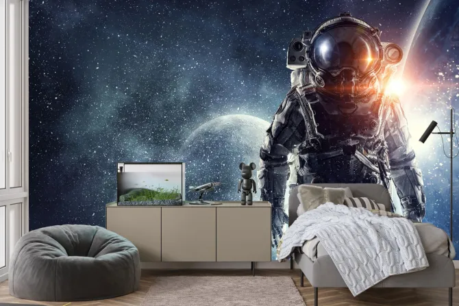 Fototapeta: Astronauta w gwieździstym kosmosie