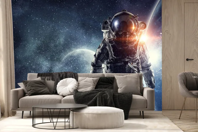 Fototapeta: Astronauta w gwieździstym kosmosie