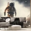 Fototapeta: Astronauts dash through a blizzard with full astronaut suit.
