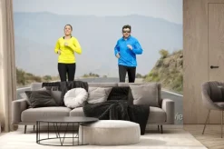 Fototapeta: Atrakcyjny sportowy para mężczyzna i kobieta pracuje razem na