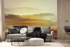 Fototapeta: Autumn italian rural landscape in retro style; panorama of autumn