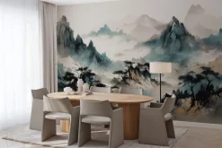 Fototapeta: Azjatycka panorama gór we mgle