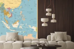 Fototapeta: Azji południowo-wschodniej mapa szczegółowy zabytkowe kolory