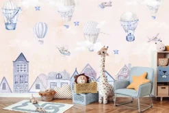 Fototapeta: Bajeczne akwarelowe miasto w chmurach