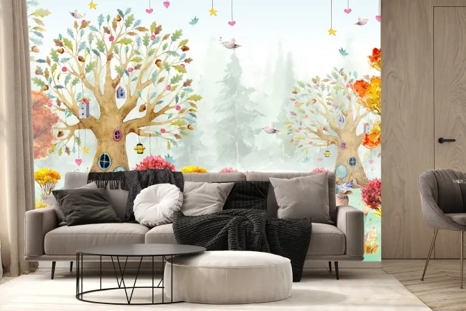 Fototapeta: Bajeczny las z dzikimi zwierzętami