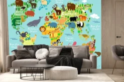 Fototapeta: Bajkowa mapa świata ze zwierzątkami