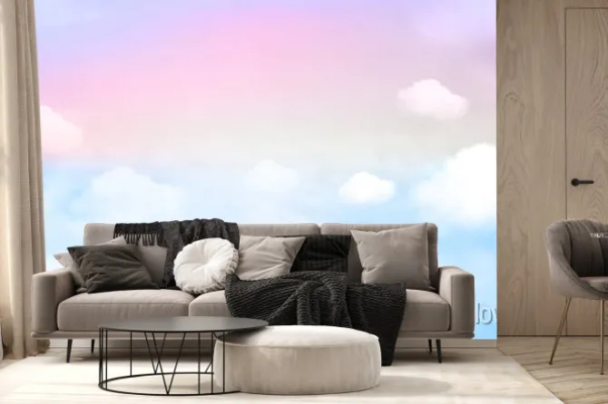 Fototapeta: Bajkowe tęczowe niebo z obłokami