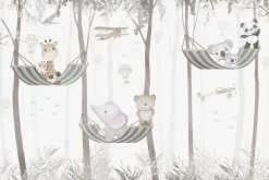 Fototapeta: Bajkowe zwierzęta na hamakach w dżungli