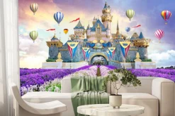 Fototapeta: Bajkowy zamek krajobraz o zachodzie słońca