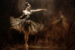 Fototapeta: Baletnica i sylwetki roślin w stylu vintage