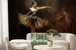 Fototapeta: Baletnica i sylwetki roślin w stylu vintage