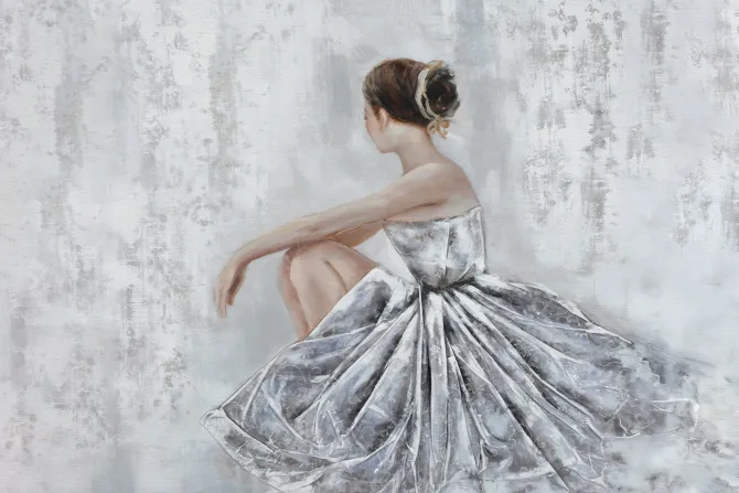 Fototapeta: Baletnica w białej sukni na betonie