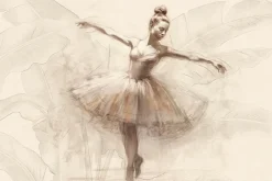 Fototapeta: Baletnica w sukni na tle tropikalnych liści