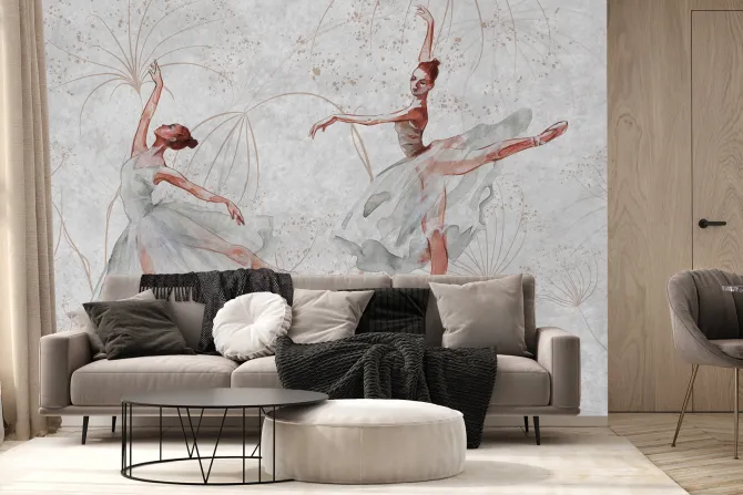 Fototapeta: Baletnice tańczące w pięknej sukni na tle betonu