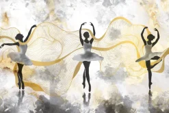 Fototapeta: Baletnice tańczące na tle akwareli