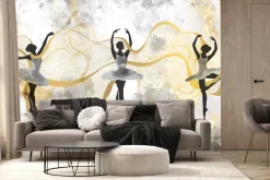 Fototapeta: Baletnice tańczące na tle akwareli