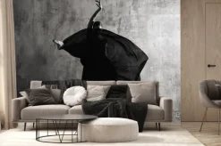 Fototapeta: Ballerina in ballroom. ballet dancer in studio. black and white