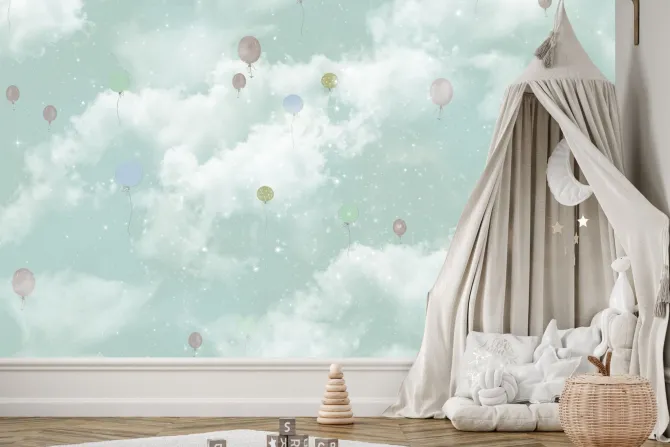 Fototapeta: Balony na tle chmur na gwieździstym niebie