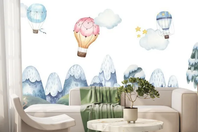 Fototapeta: Balony nad krajobrazem górskim