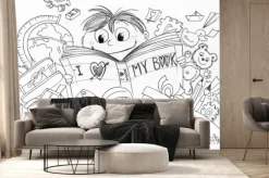 Fototapeta: Bambino che ama la lettura realizzato matita