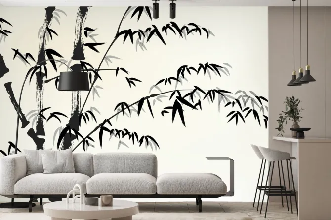 Fototapeta: Bambus pędy na jasnym tle