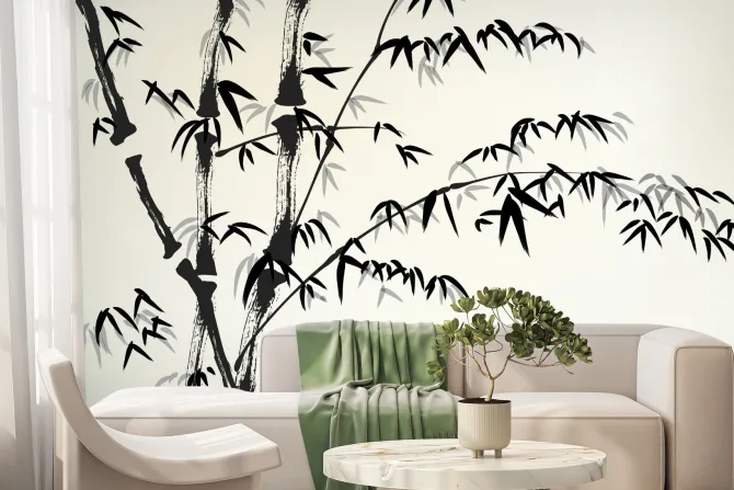 Fototapeta: Bambus pędy na jasnym tle