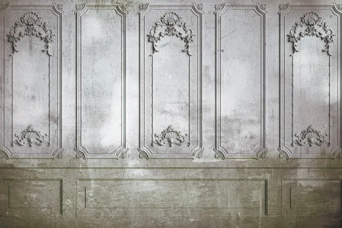Fototapeta: Barokowa sztukateria na szarym murze