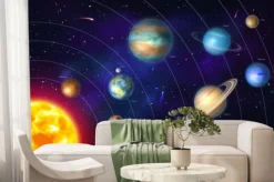 Fototapeta: Barwny układ słoneczny z planetami