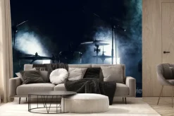 Fototapeta: Bęben ustawiony w dymu na scenie